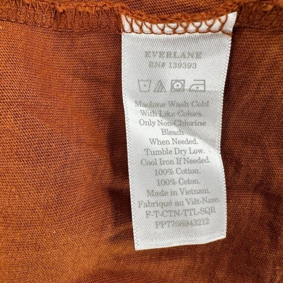 Everlane Turtleneck Top Womens SMALL Orange‎ Cropped 100% Cotton Shirt - Picture 10 of 14